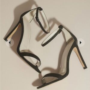 Black glitter stiletto heels with ankle